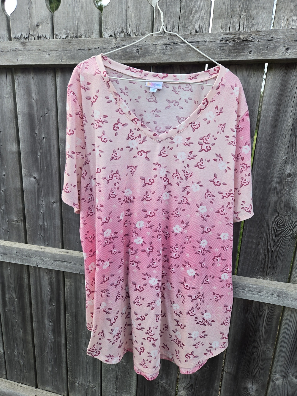 LuLaRoe Pink Floral Ombre V-Neck Tunic
